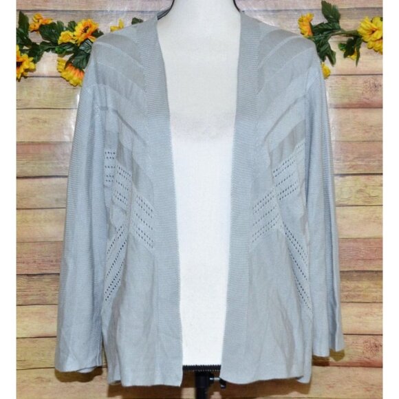 Worthington Gray Open Front Cardigan Sweater Plus Size 1X Layering Casual Office - Picture 1 of 10